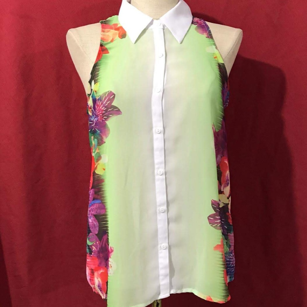 DECREE TOP MULTICOLOR TOP BUTTONS FLORAL M
